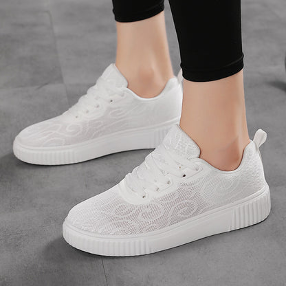 White Jacquard Platform Shoes