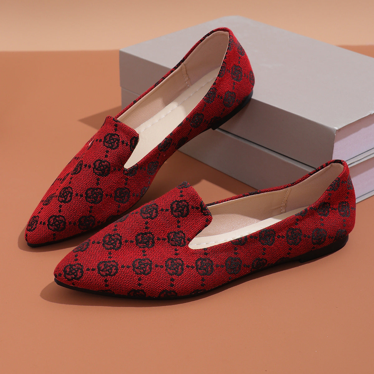 Rose Print Canvas Loafers