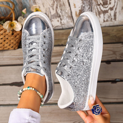 Plus Size Sequined Board Shoes