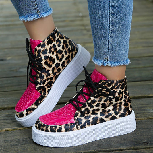 Leopard Print High-Top Sneakers