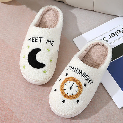 Moon & Clock Print Slippers