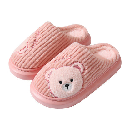 Cartoon Bear Plush Cotton Slippers