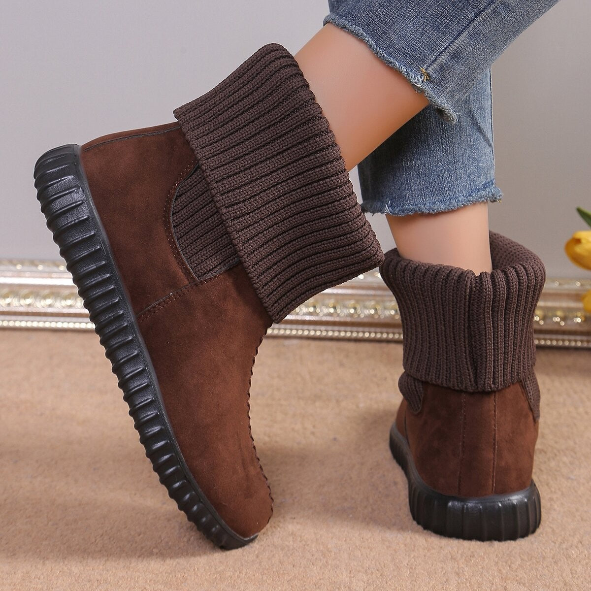 Reversible Knitted Ankle Boots