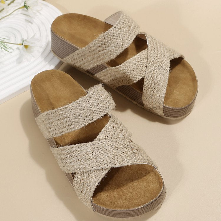 Woven Cross-Strap Beach Sandals