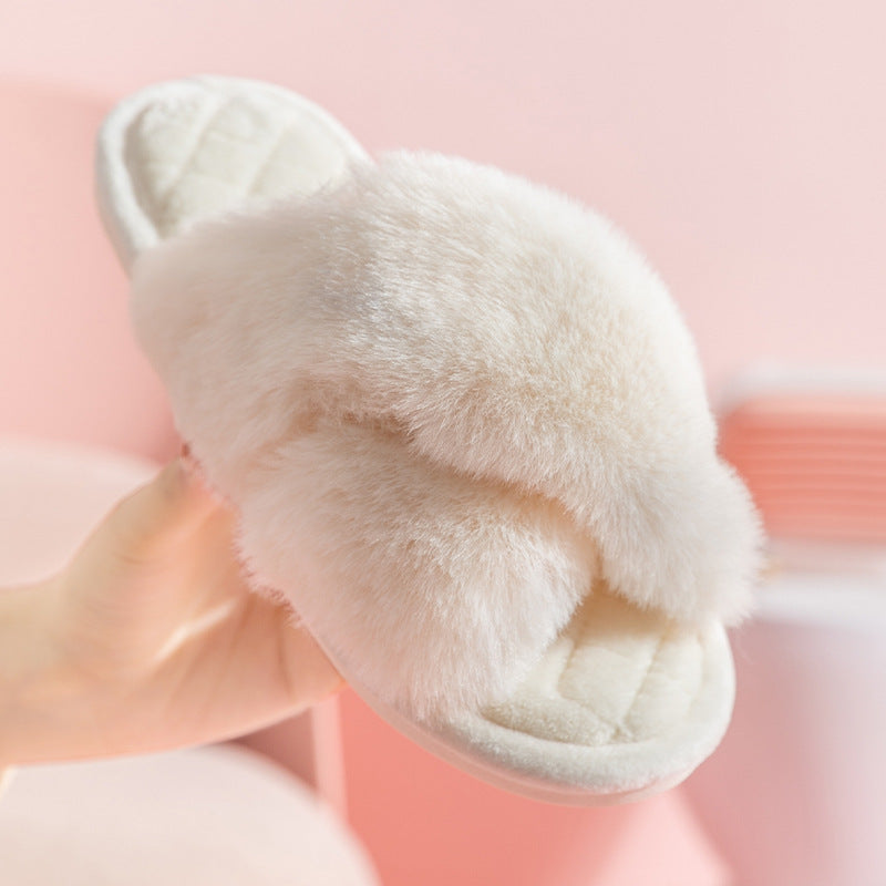 Soft Plush Cross-Strap Slippers