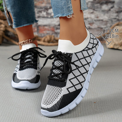 Colorblock Plaid Flyknit Sneakers