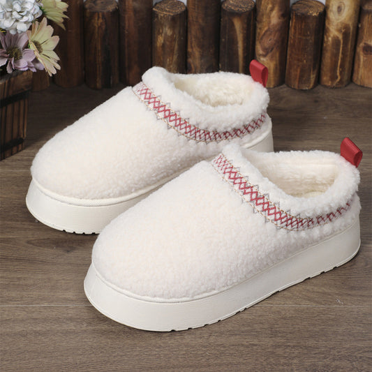 Ethnic Style Thick-Soled Plush Slippers