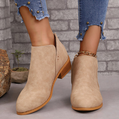 Pointed Toe Chunky Heel Boots