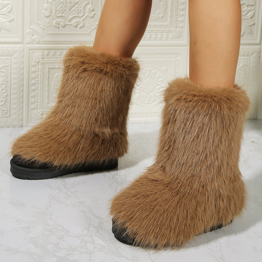 Long Plush Winter Snow Boots