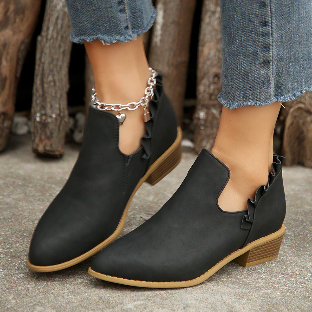 Flat Chunky Heel Martin Boots