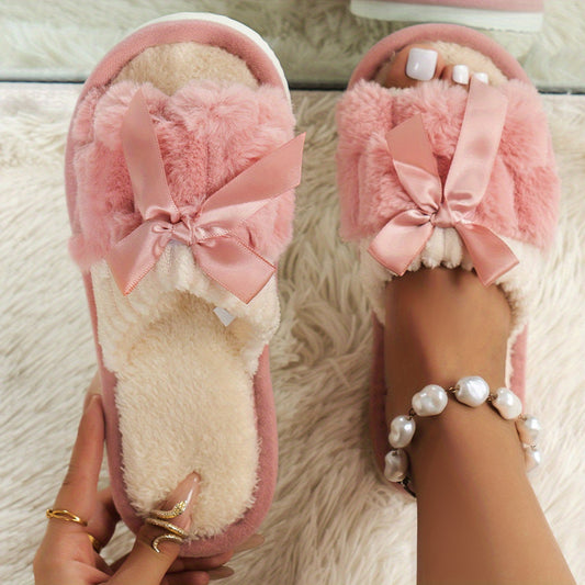 Bow Plush Indoor Slippers