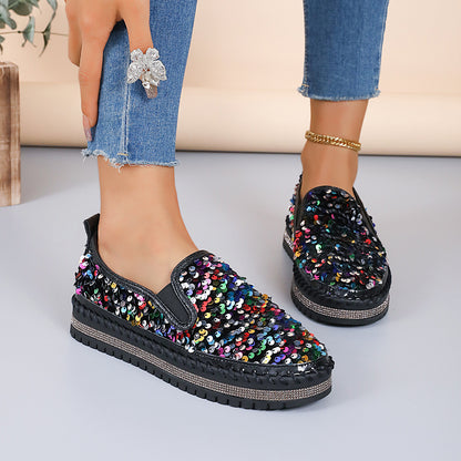 Color-Block Sequin Flats