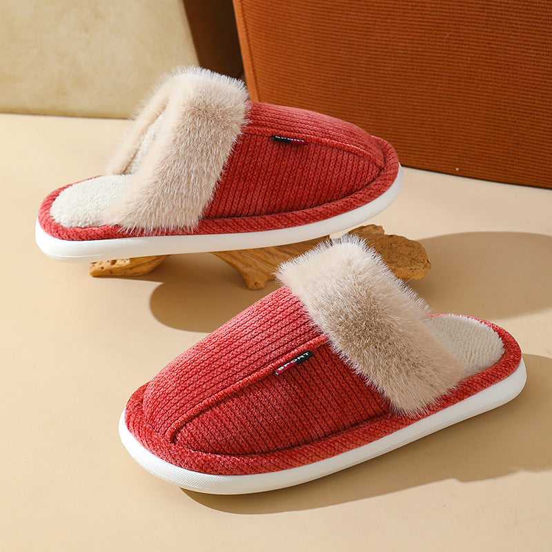 Fur Mouth Thermal Cotton Slippers
