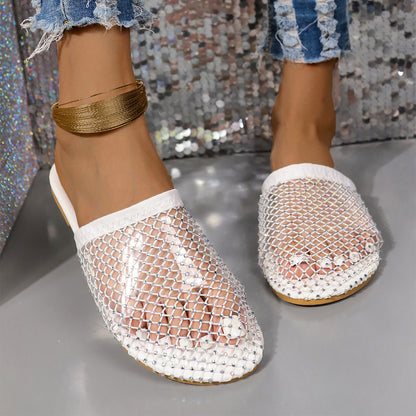 Transparent Rhinestone Hollow Sandals
